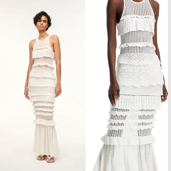 NWOT Staud Sorrento Dress Size Small Crochet Maxi Dress in White - Picture 1 of 8